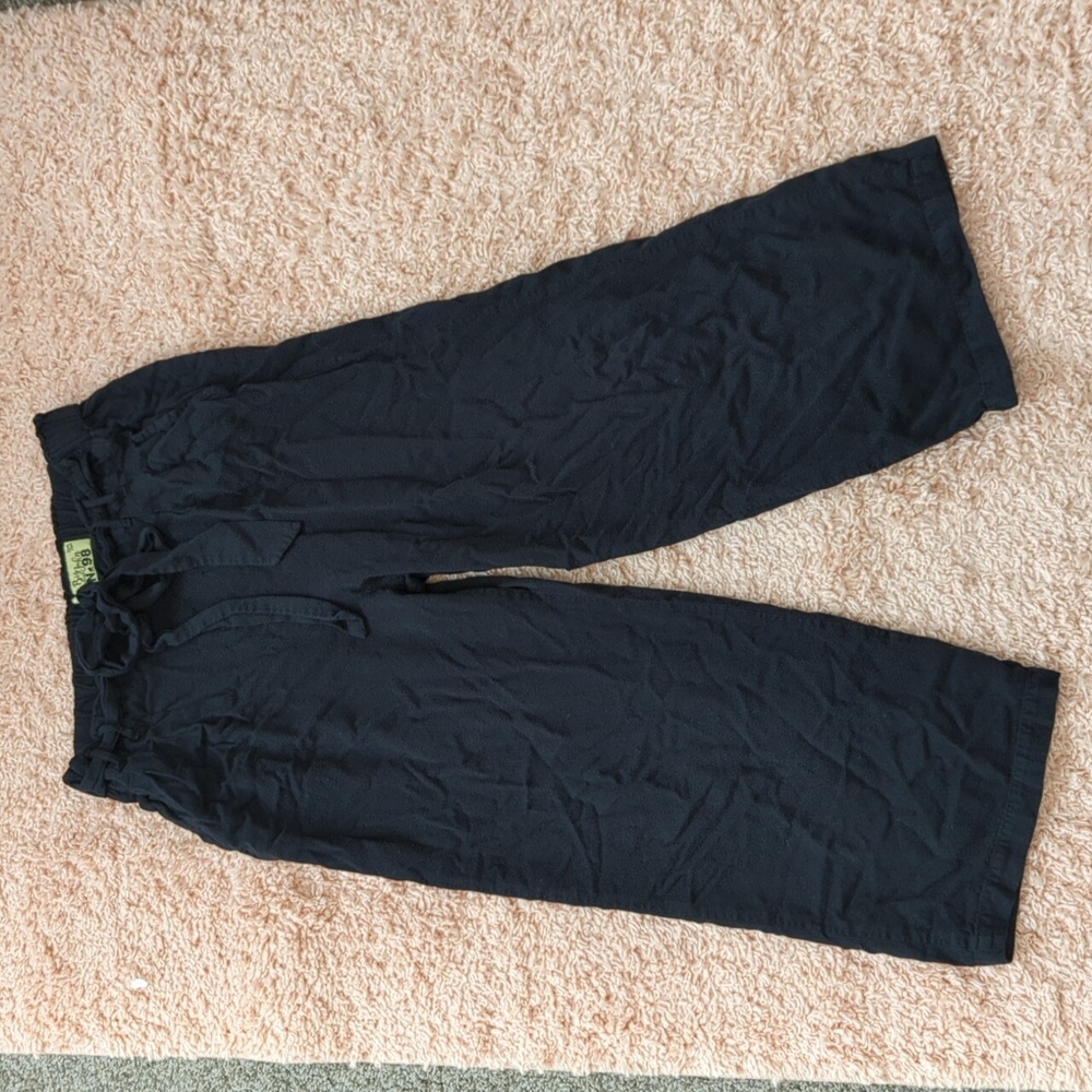 Big John Women's Black Wide Leg Cropped Boho Pants Size 10‎